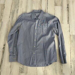 ♦️4/$25 Kenneth Cole Men's Size Medium Microstripe Button Down Shirt Cotton